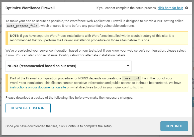 插图2 - Wordfence 插件 Optimize Wordfence Firewall 失败的解决方法 - 紫茉莉.ME